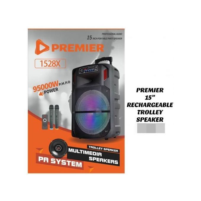 1 - 2023-10-13T174557.667 Premier 15 Inch Rechargeable Trolley Church Speaker PA - Image 1
