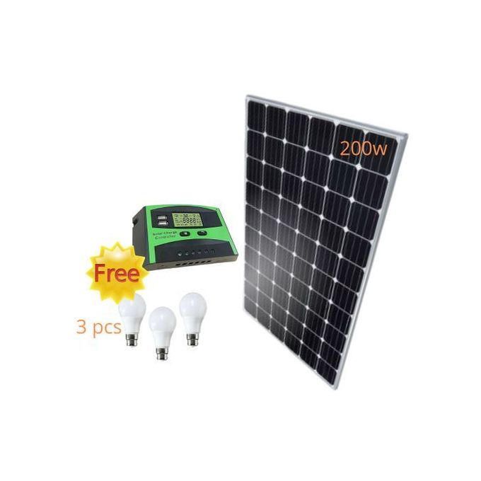 1 (66) Sunlight Solar 200 Watts Solar Panel + 20 Ah Solar Charge Controller +3 DC Bulb - Image 1