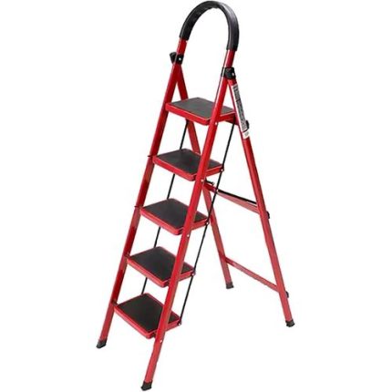 5 Step Ladder, Folding Step Stool Wide Anti-Slip Pedal, Sturdy Aluminium Ladder, Convenient Handgrip, Portable Aluminium Step Stool